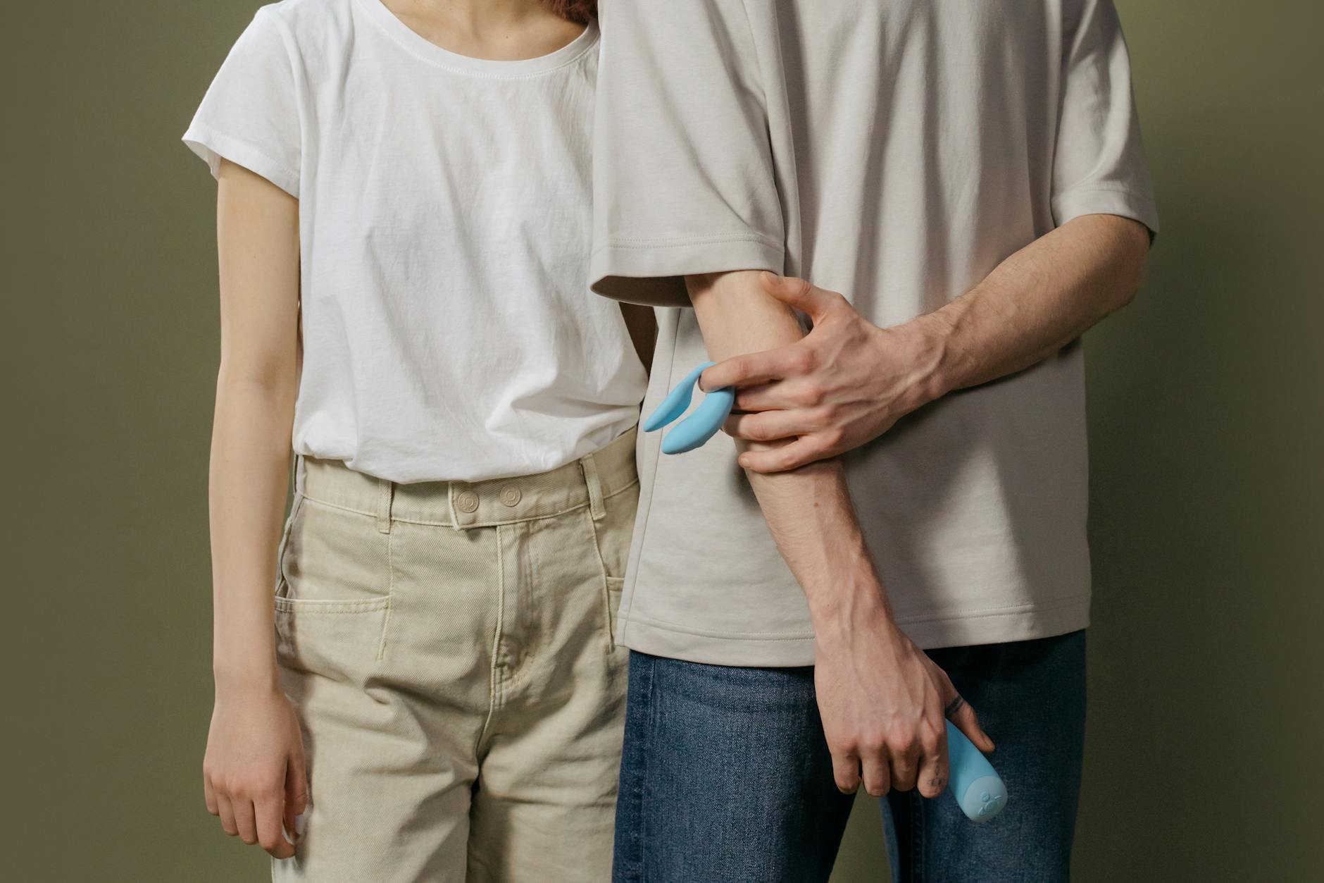 Close-up of a couple embracing, showing intimacy and connection between partners